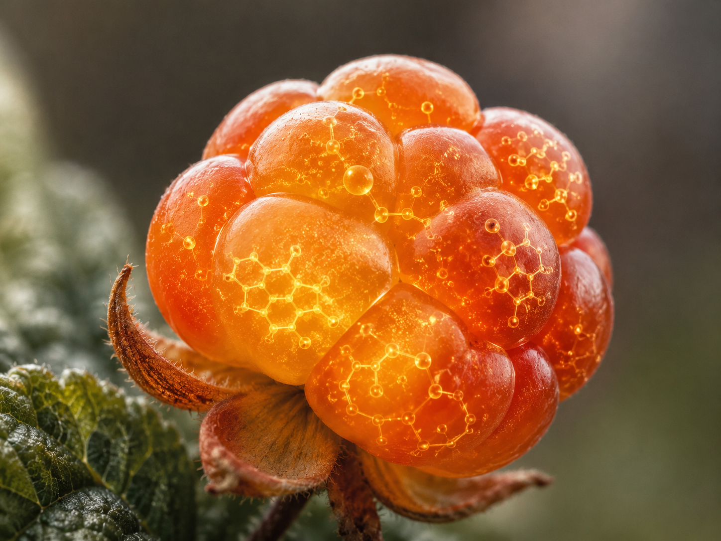 Sparkling glowing bioactives in a beautiful cloudberry