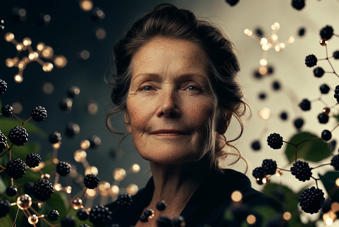 Woman in menopaus and berries