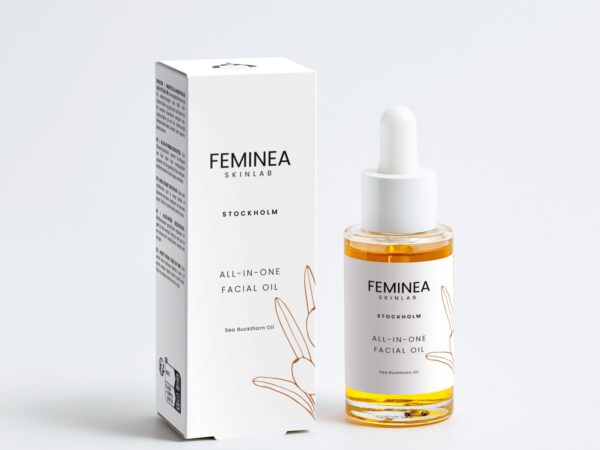 All-In-One Facial Oil, Bottle, Box
