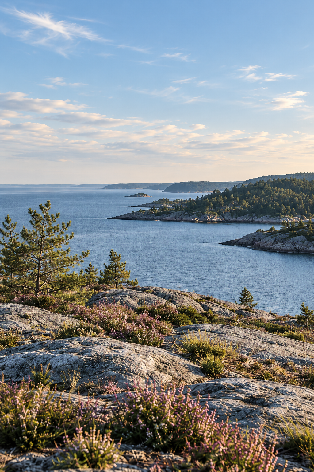 Nordic Granite Coast Under Soft Skies